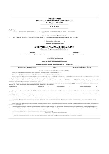 Thumbnail Arrowhead Pharmaceuticals
 10-K Annual Report 2025