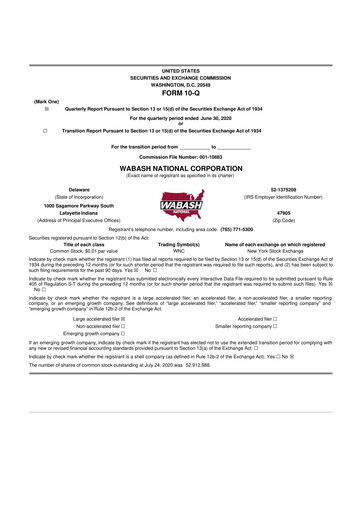 Vorschaubild Wabash National
 10-Q Quartalsbericht 2020 