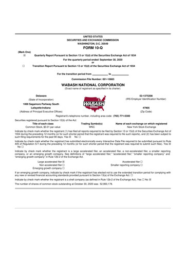 Vorschaubild Wabash National
 10-Q Quartalsbericht 2020 