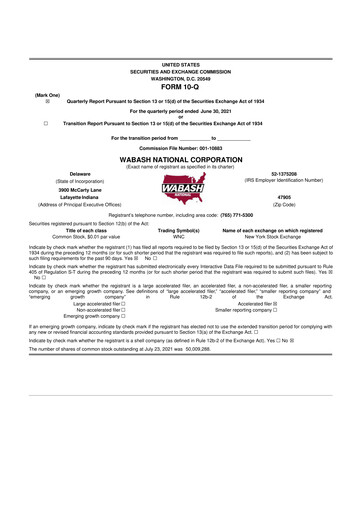 Vorschaubild Wabash National
 10-Q Quartalsbericht 2021 