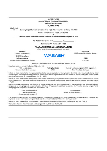 Vorschaubild Wabash National
 10-Q Quartalsbericht 2025 