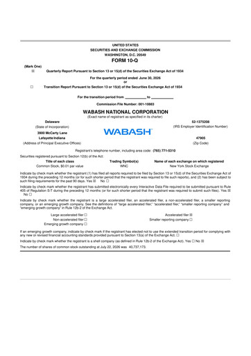 Thumbnail Wabash National
 10-Q Quarterly Report FY2026 