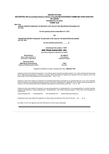 Thumbnail Mid Penn Bancorp 10-Q Quarterly Report FY2013 