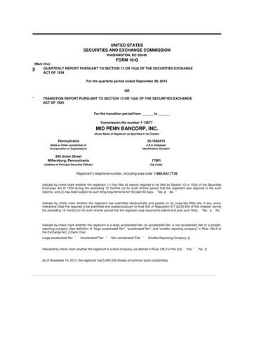Thumbnail Mid Penn Bancorp 10-Q Quarterly Report FY2013 
