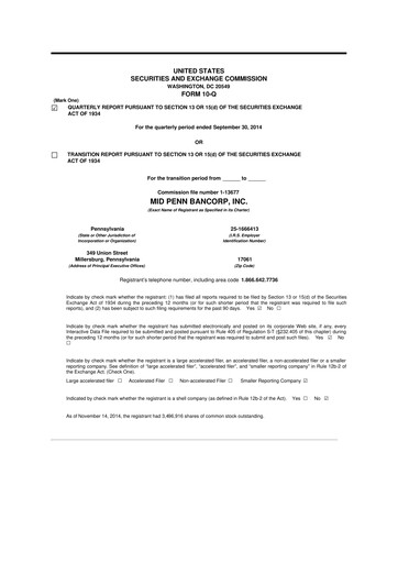 Thumbnail Mid Penn Bancorp 10-Q Quarterly Report FY2014 