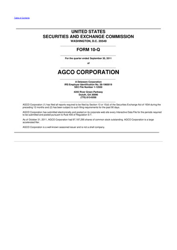 Thumbnail AGCO 10-Q Quarterly Report FY2011 