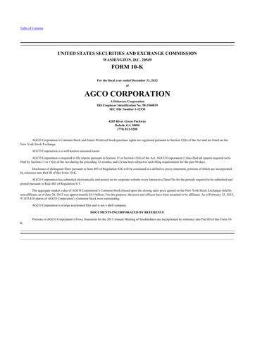 Thumbnail AGCO 10-K Annual Report 2012