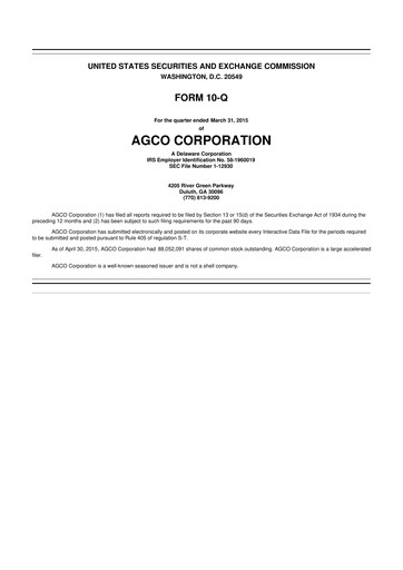 Thumbnail AGCO 10-Q Quarterly Report FY2015 