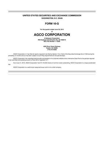 Thumbnail AGCO 10-Q Quarterly Report FY2015 