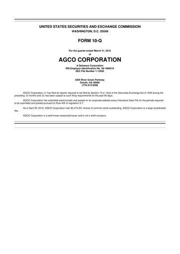 Thumbnail AGCO 10-Q Quarterly Report FY2016 