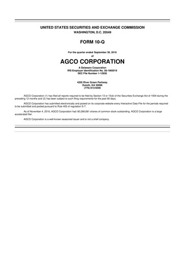 Thumbnail AGCO 10-Q Quarterly Report FY2016 