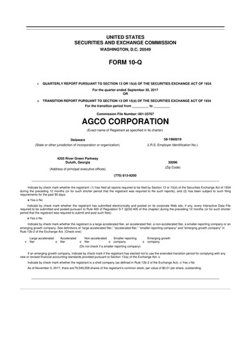 Thumbnail AGCO 10-Q Quarterly Report FY2017 