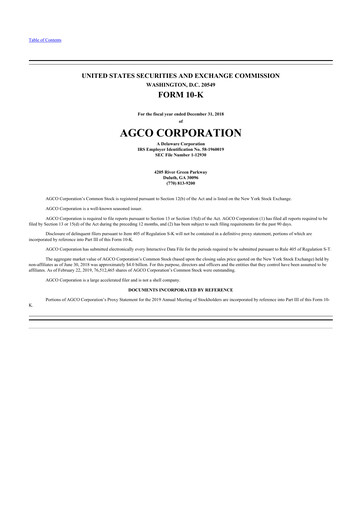 Thumbnail AGCO 10-K Annual Report 2018