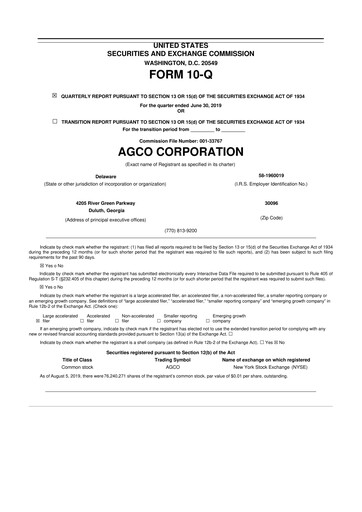 Thumbnail AGCO 10-Q Quarterly Report FY2019 