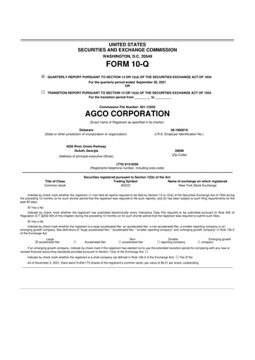 Thumbnail AGCO 10-Q Quarterly Report FY2021 