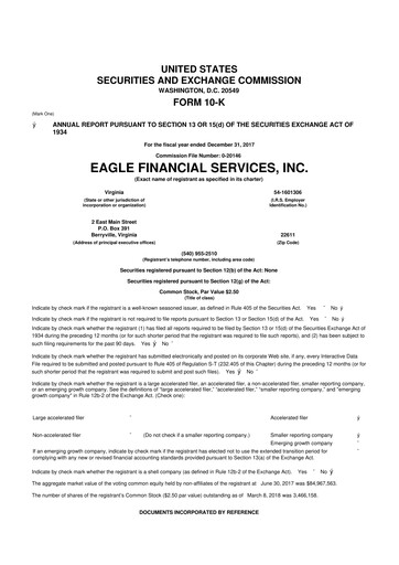 Thumbnail Eagle Financial Services 10-K Annual Report 2017
