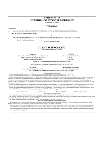 Thumbnail Gilead Sciences 10-K Annual Report 2012