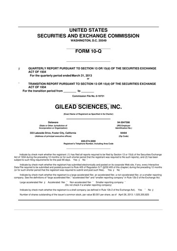 Thumbnail Gilead Sciences 10-Q Quarterly Report FY2013 