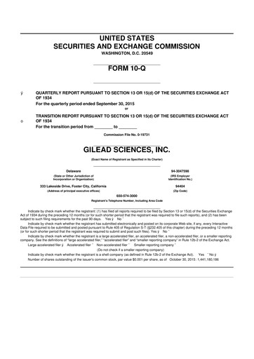 Thumbnail Gilead Sciences 10-Q Quarterly Report FY2015 