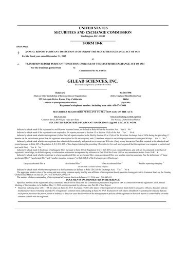 Thumbnail Gilead Sciences 10-K Annual Report 2015