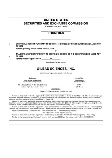 Thumbnail Gilead Sciences 10-Q Quarterly Report FY2016 