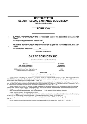 Thumbnail Gilead Sciences 10-Q Quarterly Report FY2017 