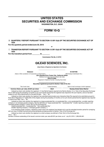 Thumbnail Gilead Sciences 10-Q Quarterly Report FY2019 