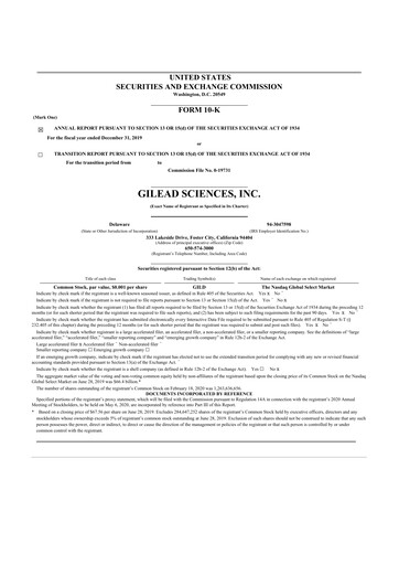 Thumbnail Gilead Sciences 10-K Annual Report 2019