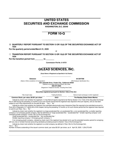 Thumbnail Gilead Sciences 10-Q Quarterly Report FY2020 