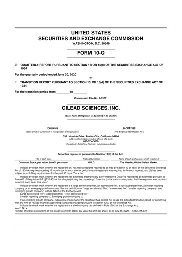 Thumbnail Gilead Sciences 10-Q Quarterly Report FY2020 