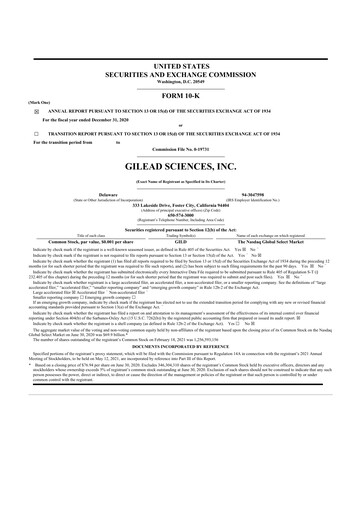 Thumbnail Gilead Sciences 10-K Annual Report 2020