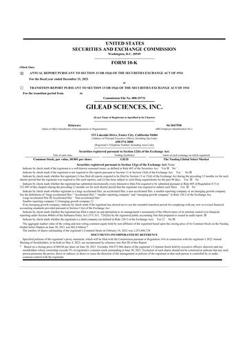 Thumbnail Gilead Sciences 10-K Annual Report 2021