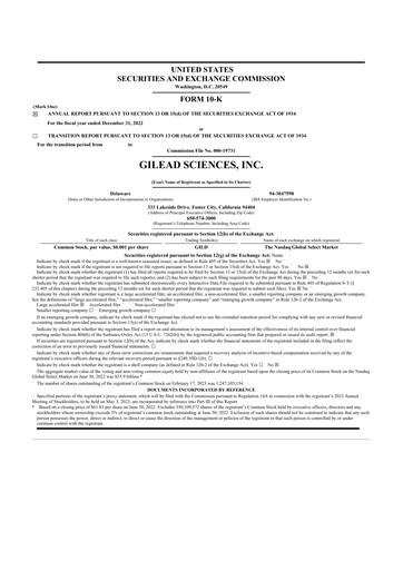 Thumbnail Gilead Sciences 10-K Annual Report 2022