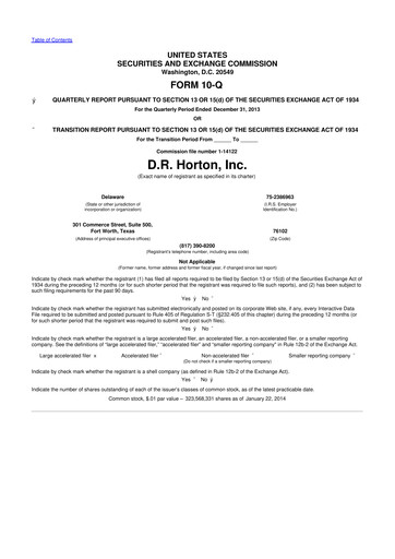 Thumbnail D. R. Horton
 10-Q Quarterly Report FY2014 