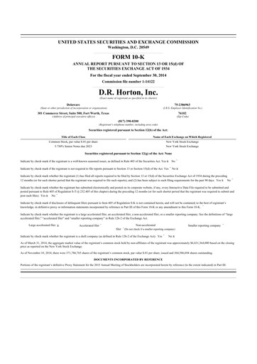 Thumbnail D. R. Horton
 10-K Annual Report 2014