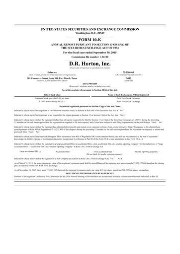 Thumbnail D. R. Horton
 10-K Annual Report 2015