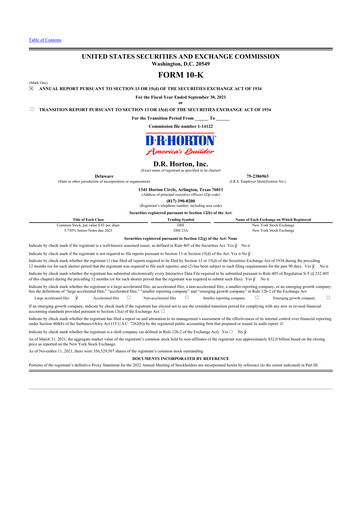 Thumbnail D. R. Horton
 10-K Annual Report 2021