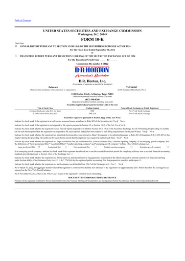 Thumbnail D. R. Horton
 10-K Annual Report 2022