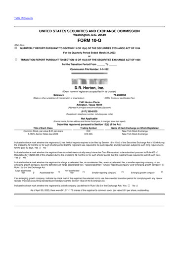 Thumbnail D. R. Horton
 10-Q Quarterly Report FY2023 
