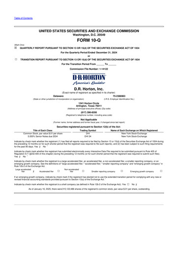 Thumbnail D. R. Horton
 10-Q Quarterly Report FY2025 