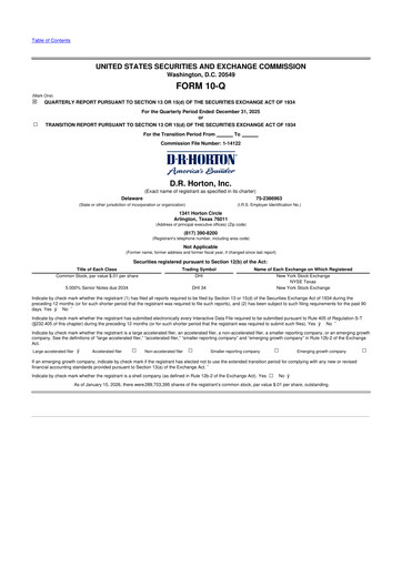 Thumbnail D. R. Horton
 10-Q Quarterly Report FY2026 