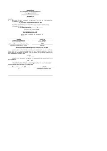 Thumbnail Carver Bancorp 10-Q Quarterly Report FY 