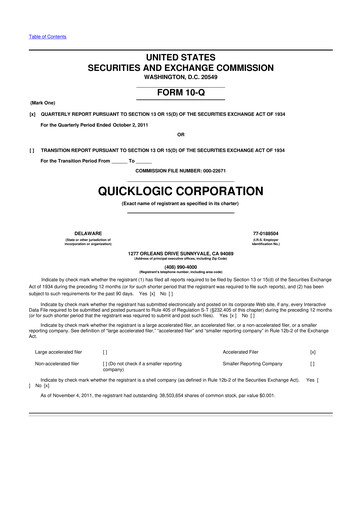 Thumbnail Quicklogic 10-Q Quarterly Report FY2011 