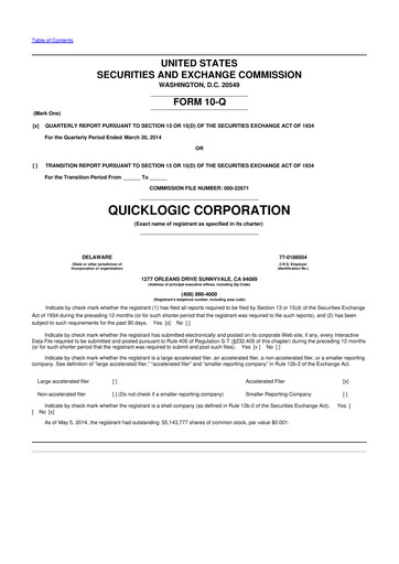 Thumbnail Quicklogic 10-Q Quarterly Report FY2014 