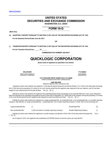 Thumbnail Quicklogic 10-Q Quarterly Report FY2014 