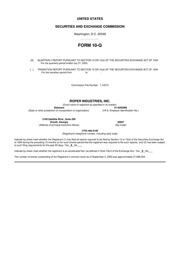 Thumbnail Roper Technologies 10-Q Quarterly Report FY 