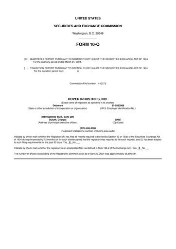 Thumbnail Roper Technologies 10-Q Quarterly Report FY 