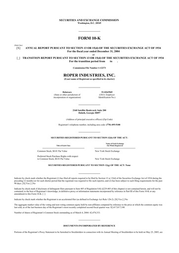 Vorschaubild Roper Technologies 10-K Jahresbericht 