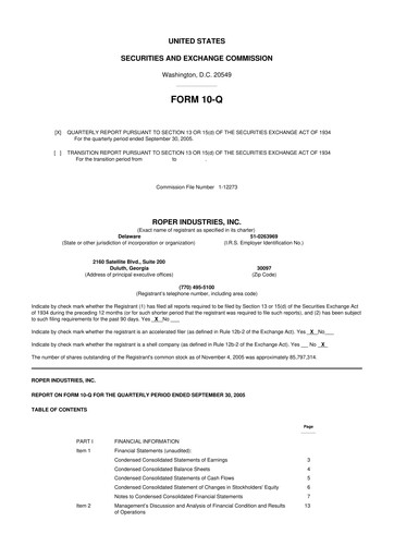 Thumbnail Roper Technologies 10-Q Quarterly Report FY 