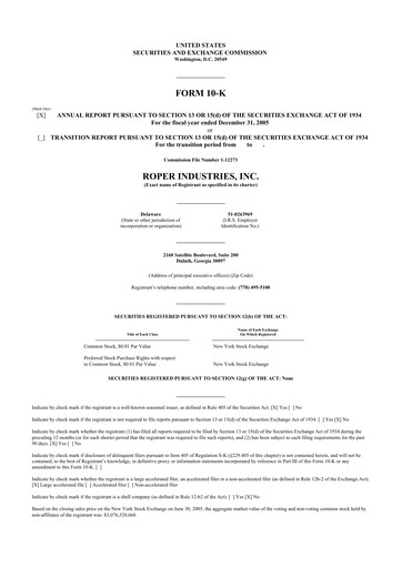 Vorschaubild Roper Technologies 10-K Jahresbericht 